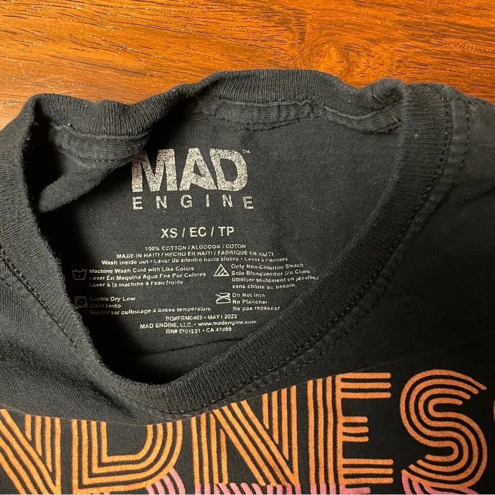 MAD Engine Black 'Kindness' Kids short sleeve T-Shirt size extra small unisex